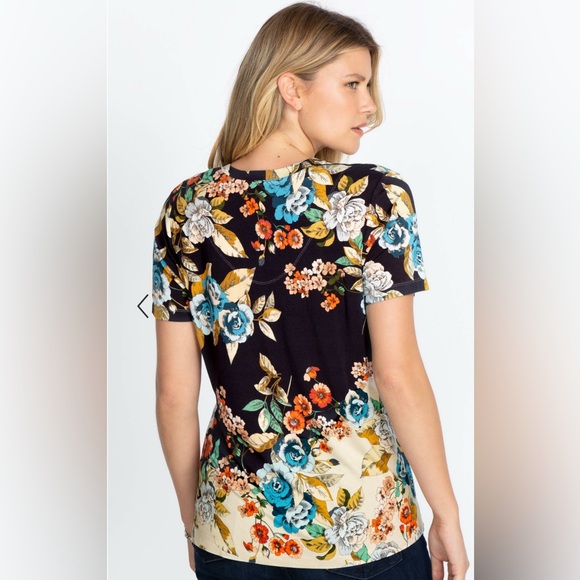 Johnny Was The Janie Favorite Short Sleeve V-Neck Tee Top Floral Sz 3X Like New - Picture 2 of 6